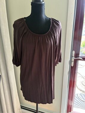 Azules Brown Scoop Neck Tunic Top